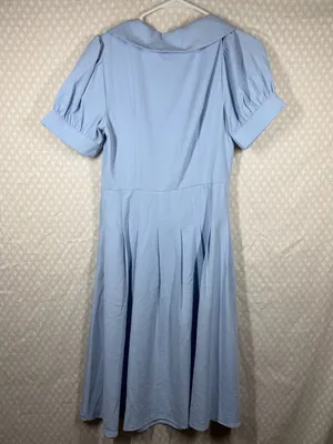 Rihoas Light Blue Peter‎ Pan Collar Milkmaid Midi Dress thumbnail 6