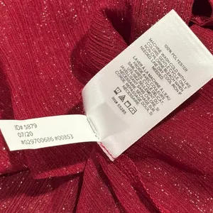 NWT Express Top Button Up Sheer Metallic Lightweight Long Sleeve Holiday Red XS thumbnail 5