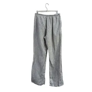 Brandy Melville Tan White Striped 100% Linen Drawstring Pants One Size NWT thumbnail 2