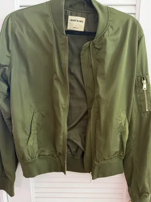Heart & Hips Women’s Green Bomber Jacket thumbnail 1