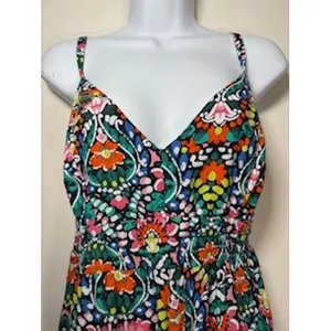 OLD NAVY Maxi Dress M Multicolor Paisley Floral Cutout Back Boho Summer Vacation thumbnail 3