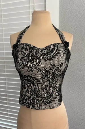 Bebe Halter Bustier Size XS Whimsigoth Coquette thumbnail 1