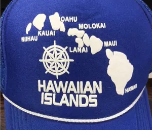 Vintage Hawaiian Headwear Snapback Blue Hawaii Islands Mesh White Rope Hat Cap thumbnail 6