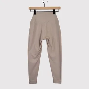 Set Active Womens Leggings Beige Sportbody Front Zip Cropped Stretch Yoga Small thumbnail 2