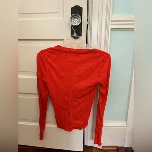 Free People Long Sleeve Orange Top Size Small thumbnail 4