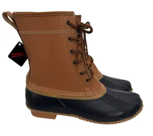 Lands' End duck boots women's 6.5 rubber leather lace up waterproof winter lined thumbnail 1