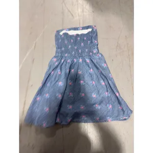 Hollister Blue Floral Strapless Chambray Mini Dress Smocked Back Sundress thumbnail 2