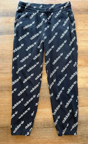 adidas Black Joggers with Allover White Logo Print Women’s Large thumbnail 1