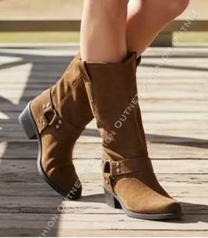 Steve Madden RUSKIN Moto boots Brown Chestnut Suede Leather country Cowgirl 8M thumbnail 1