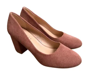 Journee Collection Women Brown Corduroy Block Heel Pumps Shoes Size 9‎ Casual thumbnail 1