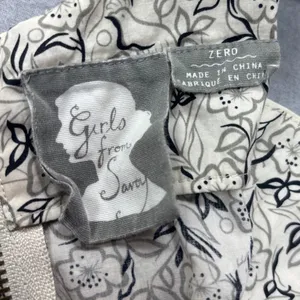 Girls from Savoy‎ Peplum Top Women Size 0 Cream Black Floral Halter Tie Back thumbnail 8