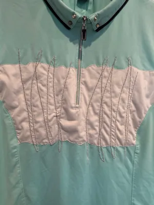 jamie sadock Mint and White Sleeveless Golf Polo with Zip thumbnail 3