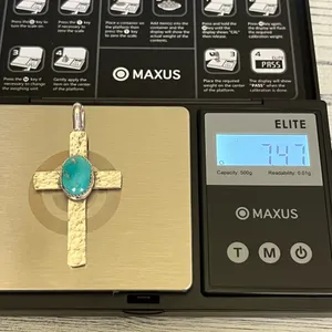 Handmade Sterling Silver Turquoise Cross Pendant | Southwest Artisan | 7.47g thumbnail 5