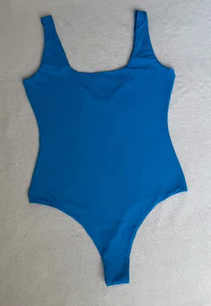 Women's Scoop Neck Blue Stretch Pumiey Bodysuit thumbnail 1