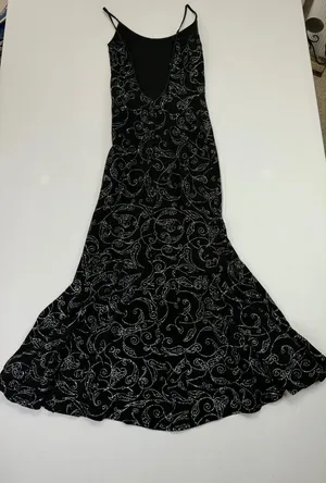 Vintage Jessica McClintock Millennium Black Silver Glitter Backless Fishtail Gow thumbnail 9