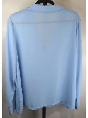 Worthington Light Blue Button-Front Blouse Long Sleeve Plus Size XXL thumbnail 2