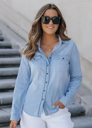 Topshop MOTO Soft Washed 100%Cotton Light Blue Denim Shirt thumbnail 1