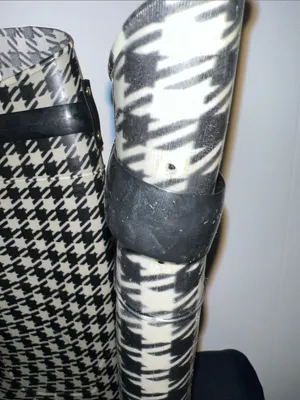 Lauren Ralph Lauren Black and White Houndstooth Knee-High Rain Boots Size 8B thumbnail 7