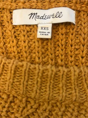 Madewell Mustard Cable-Knit Crewneck Sweater Sz XXS thumbnail 3