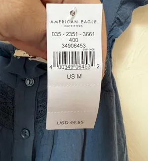 NWT American Eagle cropped blue ruffle top size M thumbnail 8