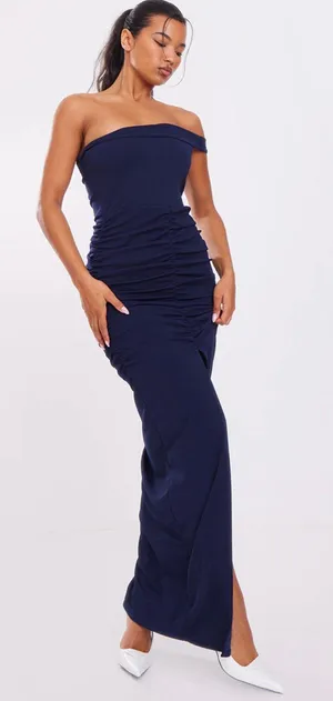 Pretty Little Thing Navy One Shoulder Midaxi Dress thumbnail 1