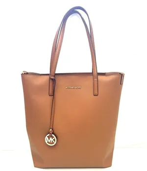 Michael Kors Camel Tan Saffiano Leather Haley Large Tote Bag Purse thumbnail 1