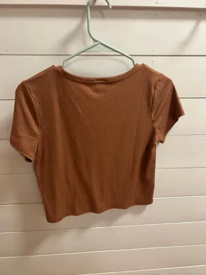 Brown ribbed crop top  thumbnail 2