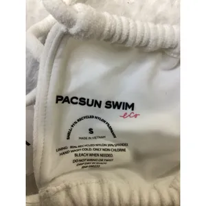 PacSun Eco White Terry‎ Cloth Ruched Bikini Top Size S Small Strappy Swimwear thumbnail 3