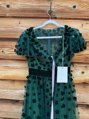 NWT MAC DUGGAL Green Embellished Butterfly Sleeve Velvet Hem Midi Dress Size 2 thumbnail 8
