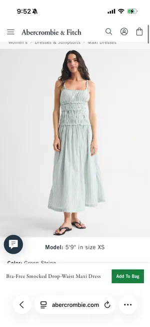 Abercrombie Green Stripe Smock Dress thumbnail 3