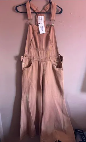 Fantastic fawn Brown Flowy overalls thumbnail 1