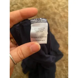 Analili Silk One Shoulder Asymmetrical Navy Blue Top Chiffon Handkerchief Y2K thumbnail 4