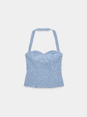 Women’s Light Blue Polka Dot Halter Top thumbnail 5