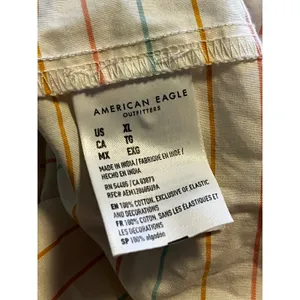 American Eagle‎ Striped Smocked Tiered Midi Dress Boho Cotton White Multi Sz XL thumbnail 6