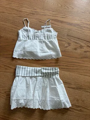 Frankie's Bikinis White Eyelet Lace Bandeau Top & Skirt Set thumbnail 2
