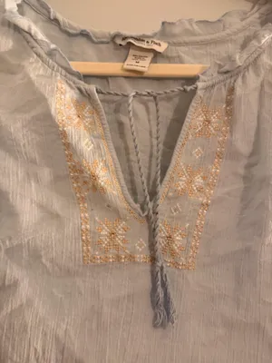 Light Blue Abercrombie & Fitch Bell Sleeve Blouse thumbnail 2