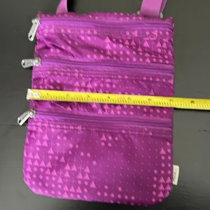 Eddie Bauer Purple Geometric Crossbody‎ Bag Triple Zip Travel Purse Nylon thumbnail 4