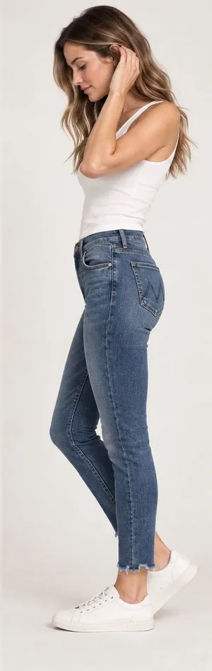 Mother Looker Ankle Chew Jeans Womens 25 Blue High Waisted Skinny Raw Hem Denim thumbnail 1