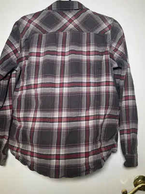 Carhartt Womens Gray & Maroon Plaid Flannel Shirt Large 12/14 Work Casual Rodeo thumbnail 6