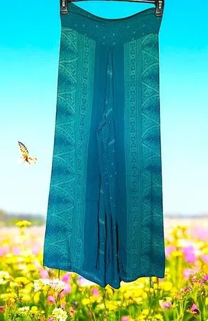 Teal Wide-Leg Pants hippie festival pant thumbnail 2