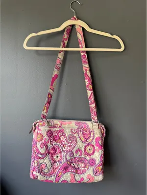 Vera Bradley Quilted Crossbody Bag in Pink Paisley Pattern thumbnail 14