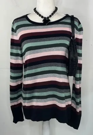 Vince Camuto Multicolor Striped Pullover Sweater size Large thumbnail 1