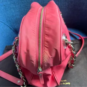 Kate Spade Vintage Jasmine Nylon Satchel Bag Orange Double Gold Chain Purse thumbnail 9