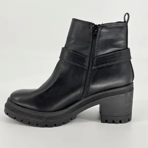 Sincerely Jules Dolphin Moto Ankle Boots Womens 8 Black Harness‎ Lug Sole Biker thumbnail 3