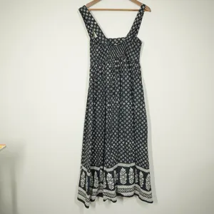 J. Crew Women's Size 8 NEW Black White Floral Block Print Cotton Midi Dress thumbnail 11