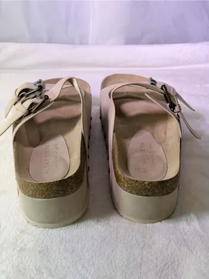 Altar'd State Beige Double-Buckle Platform Slide thumbnail 7