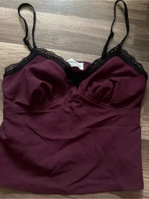 No Boundaries Women's Burgundy Lace-Trim Cami thumbnail 1