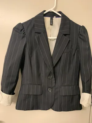 Anthropologie Sine navy pinstripe blazer thumbnail 4