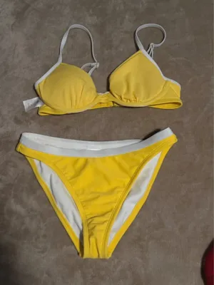 Shade & Shore Yellow and White Two-Piece Bikini thumbnail 1