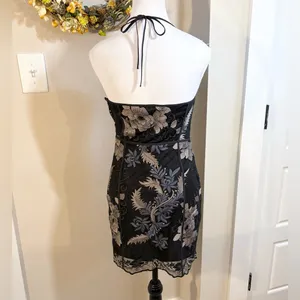 TOBI Embroidered Illusion Floral Halter Sweetheart Neck Mini Dress Sz Small💛 thumbnail 8
